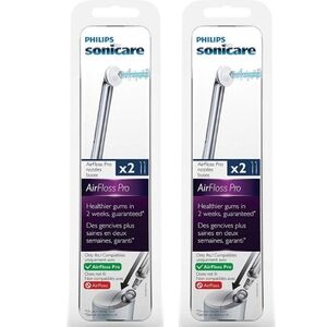 Philips Sonicare AirFloss Pro Replacement Nozzles for Water Flosser, 2 × 2 Packs